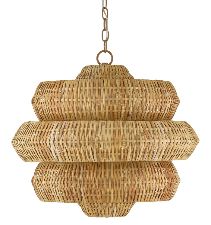Currey and Company Three Light Chandelier from the Antibes collection in Natural/Khaki finish