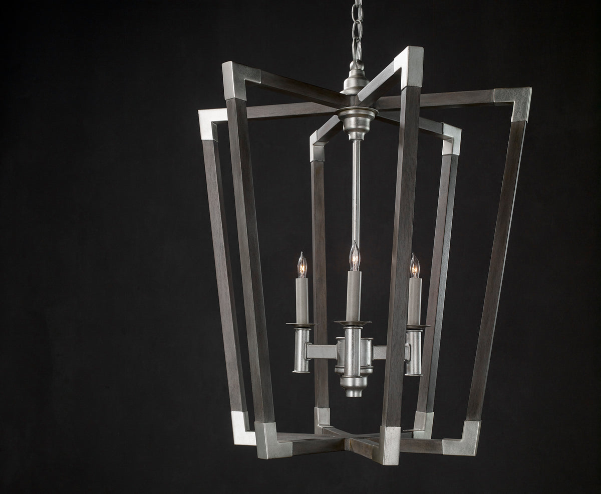 Currey and Company - 9000-0605 - Three Light Chandelier - Bastian Collection - Chateau Gray/Contemporary Silver Leaf