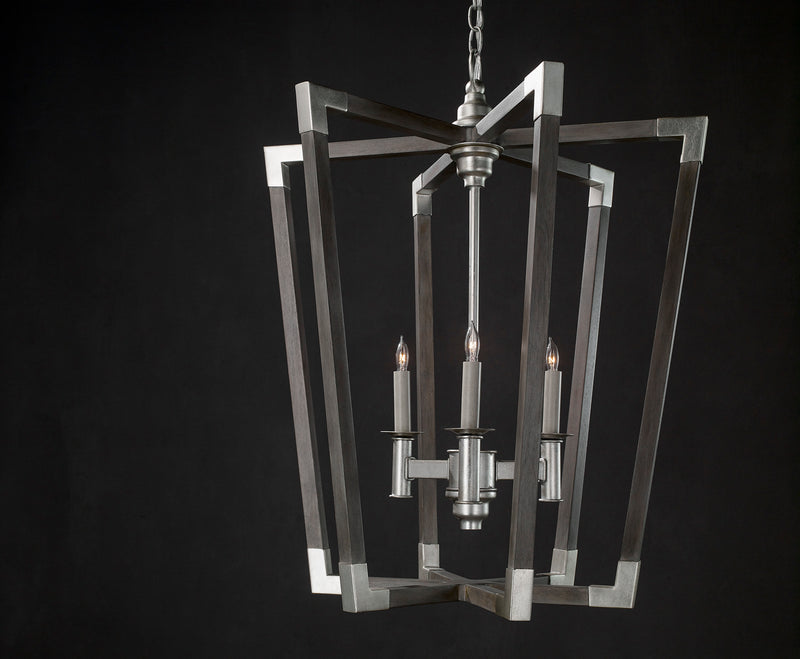 Currey and Company - 9000-0605 - Three Light Chandelier - Bastian Collection - Chateau Gray/Contemporary Silver Leaf