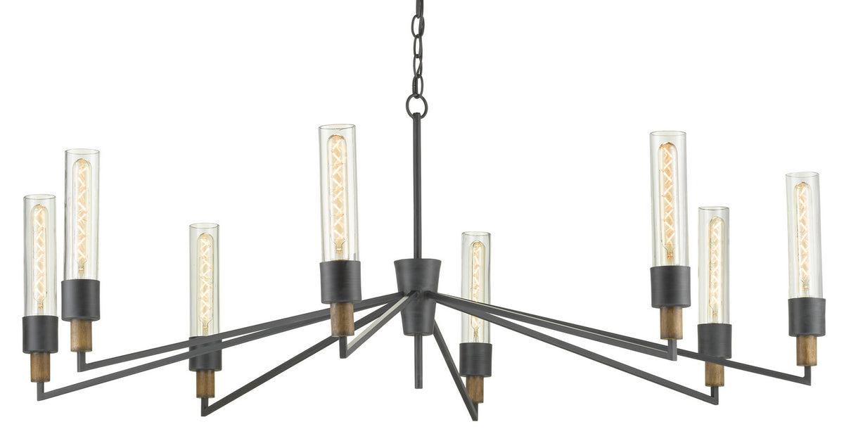 Currey and Company - 9000-0607 - Eight Light Chandelier - Antique Black/Reclaimed Wood