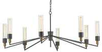 Currey and Company - 9000-0607 - Eight Light Chandelier - Antique Black/Reclaimed Wood