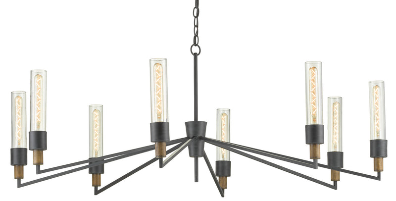 Currey and Company - 9000-0607 - Eight Light Chandelier - Antique Black/Reclaimed Wood