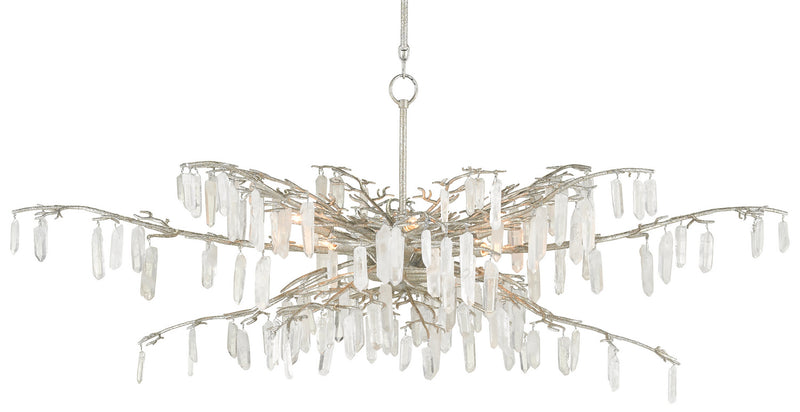 Currey and Company - 9000-0608 - Eight Light Chandelier - Forest Dawn Collection - Textured Silver/Natural