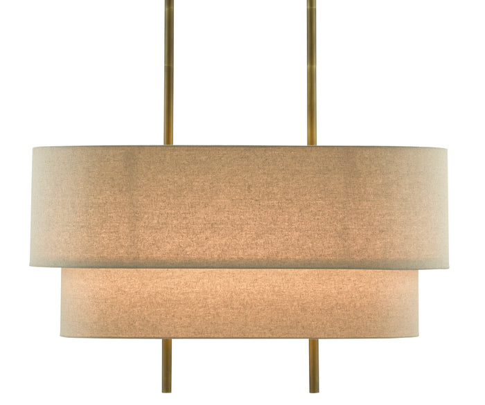 Currey and Company Four Light Chandelier from the Combermere collection in Antique Brass/Linen finish