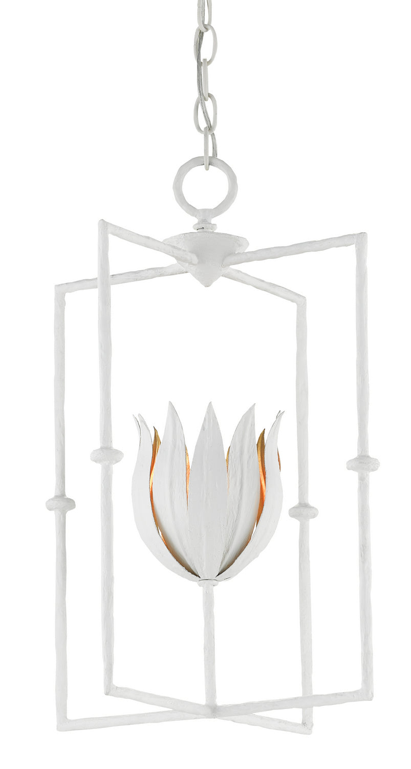 Currey and Company - 9000-0630 - One Light Lantern - Tulipano Collection - Gesso White/Contemporary Gold Leaf