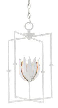 Currey and Company - 9000-0630 - One Light Lantern - Tulipano Collection - Gesso White/Contemporary Gold Leaf