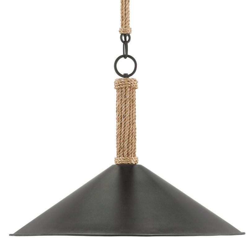 Currey and Company - 9000-0639 - One Light Pendant - Sugar White/Blacksmith/Natural Rope