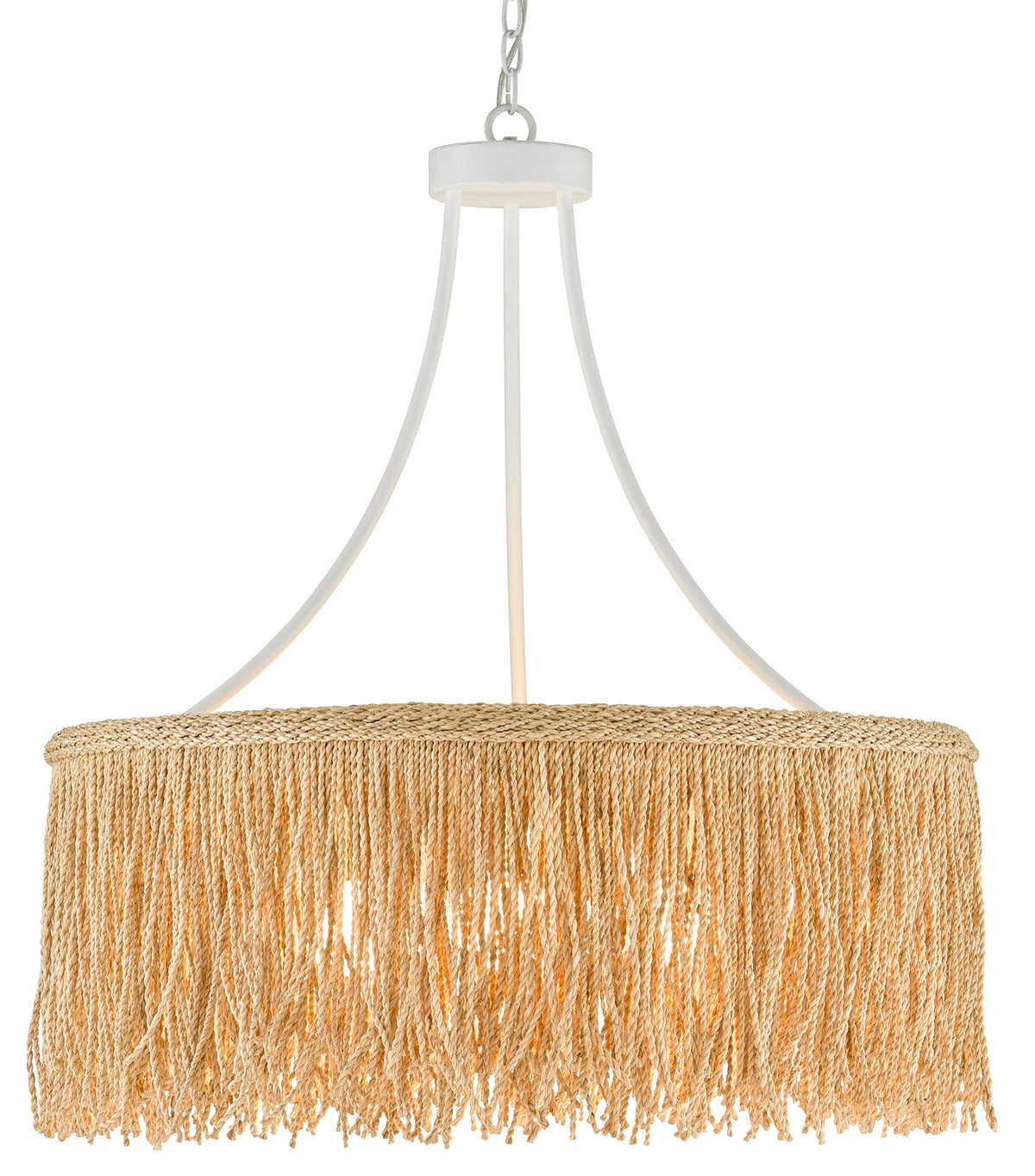 Currey and Company - 9000-0648 - Three Light Chandelier - Samoa - Gesso White/Natural Rope