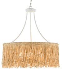 Currey and Company - 9000-0648 - Three Light Chandelier - Samoa - Gesso White/Natural Rope