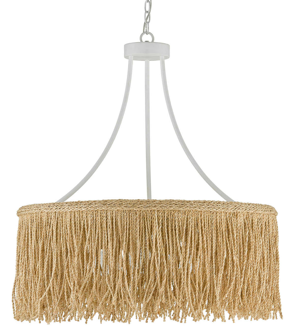 Currey and Company - 9000-0648 - Three Light Chandelier - Samoa - Gesso White/Natural Rope