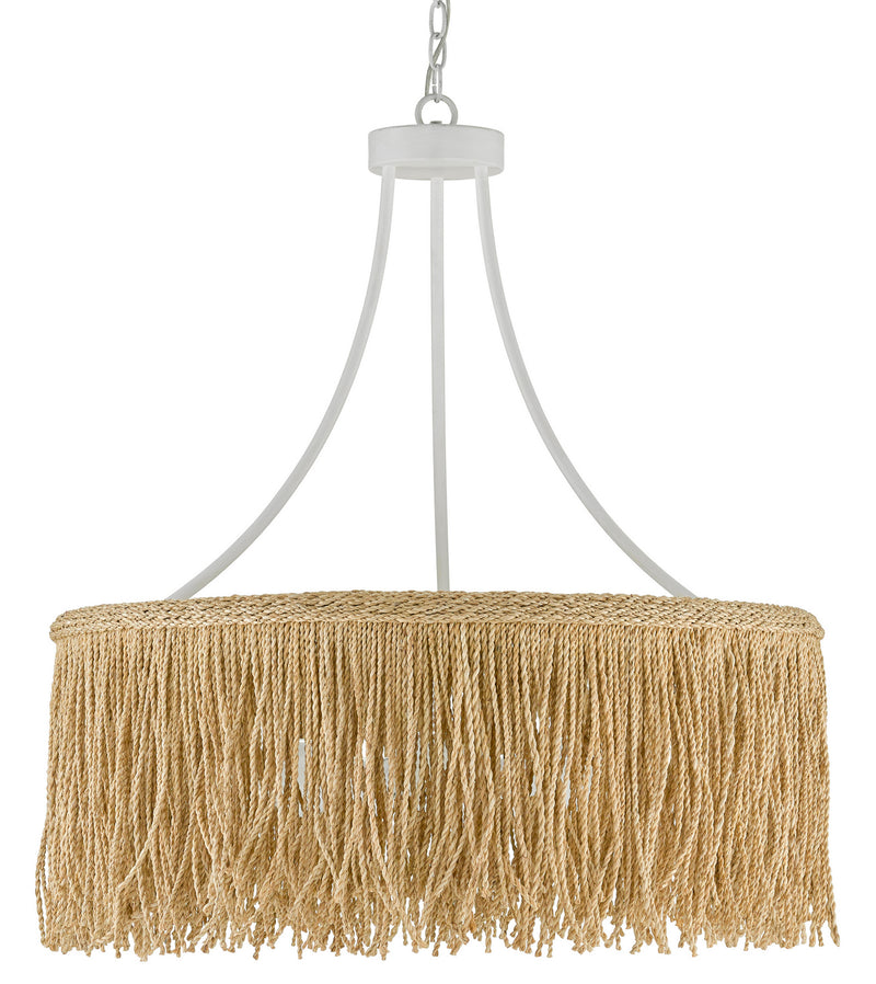 Currey and Company - 9000-0648 - Three Light Chandelier - Samoa - Gesso White/Natural Rope