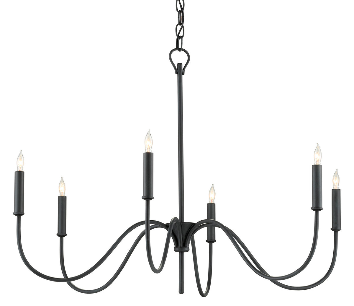Currey and Company - 9000-0653 - Six Light Chandelier - Tirrell Collection - Antique Black