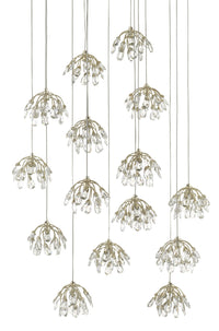 Currey and Company - 9000-0670 - 15 Light Pendant - Crystal Bud Collection - Crystal/ Contemporary Silver Leaf