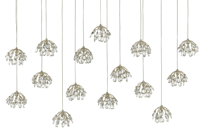 Currey and Company - 9000-0671 - 15 Light Pendant - Crystal Bud Collection - Crystal/ Contemporary Silver Leaf