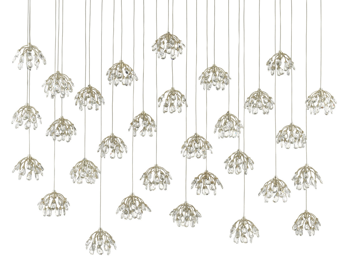 Currey and Company - 9000-0672 - 30 Light Pendant - Crystal Bud Collection - Crystal/ Contemporary Silver Leaf