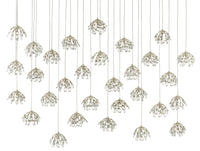 Currey and Company - 9000-0672 - 30 Light Pendant - Crystal Bud Collection - Crystal/ Contemporary Silver Leaf