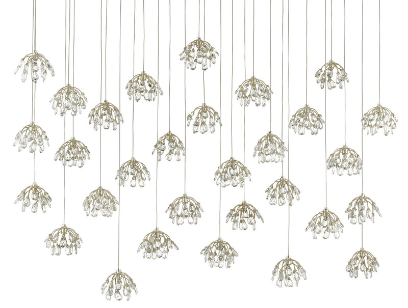 Currey and Company - 9000-0672 - 30 Light Pendant - Crystal Bud Collection - Crystal/ Contemporary Silver Leaf