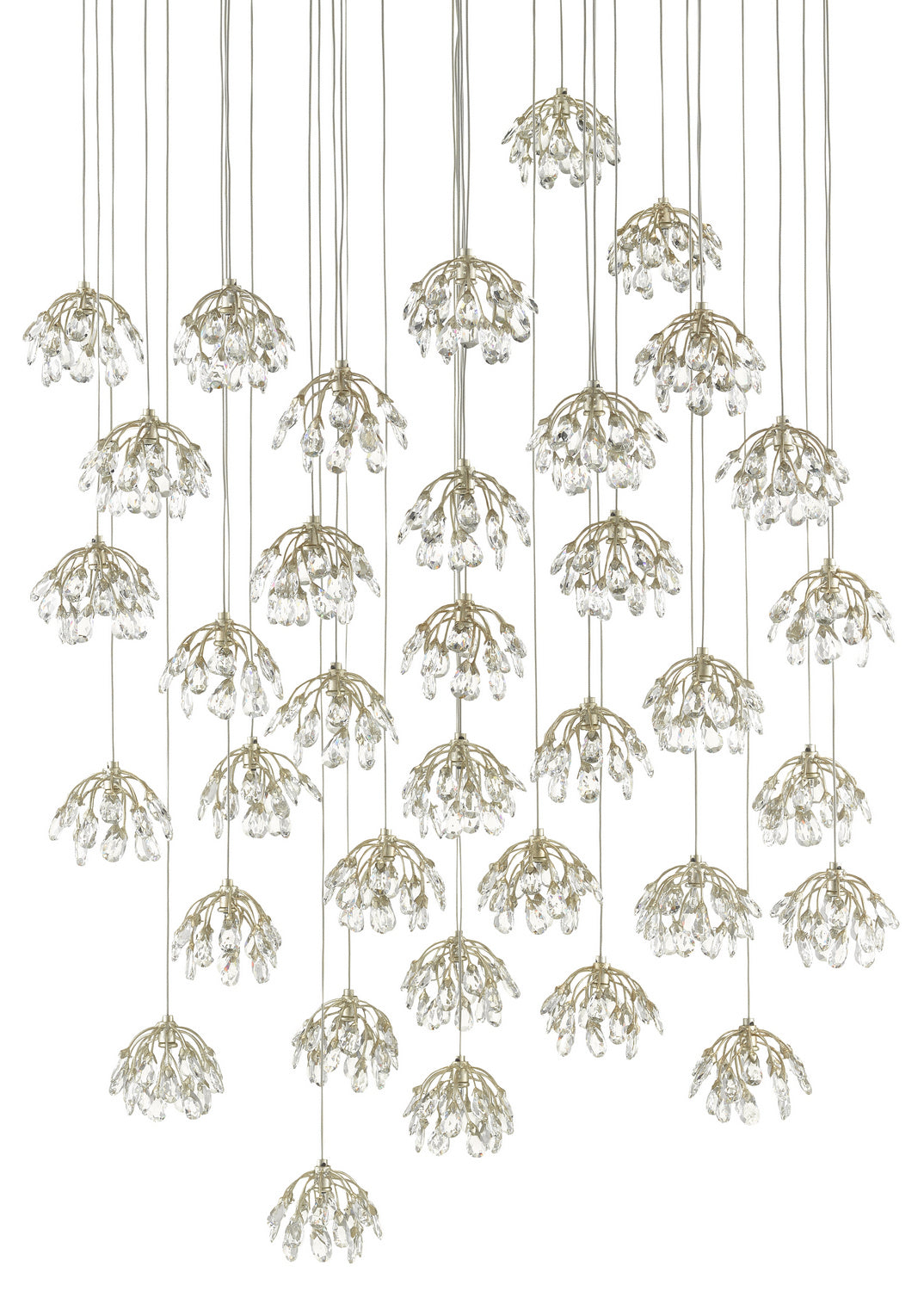 Currey and Company - 9000-0673 - 36 Light Pendant - Crystal Bud Collection - Crystal/ Contemporary Silver Leaf