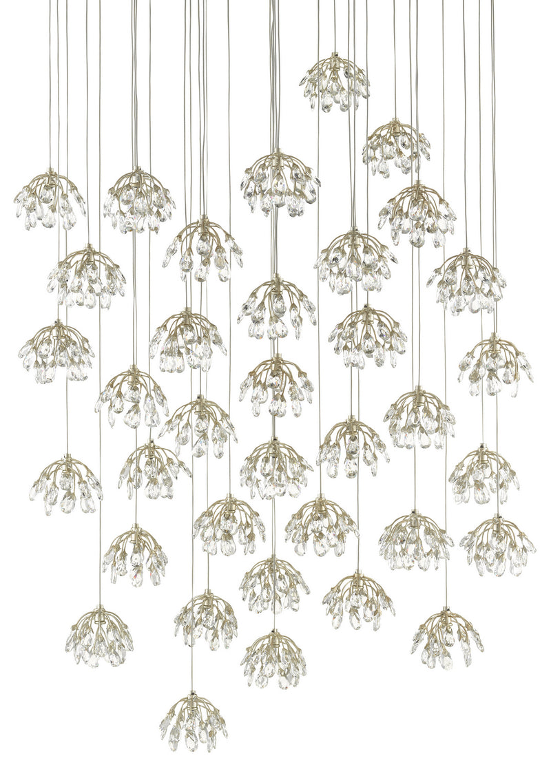 Currey and Company - 9000-0673 - 36 Light Pendant - Crystal Bud Collection - Crystal/ Contemporary Silver Leaf