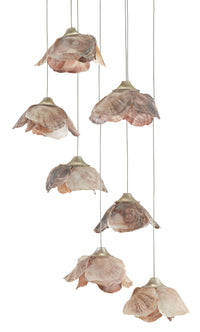 Currey and Company - 9000-0676 - Seven Light Pendant - Catrice Collection - Natural Shell/Contemporary Silver Leaf
