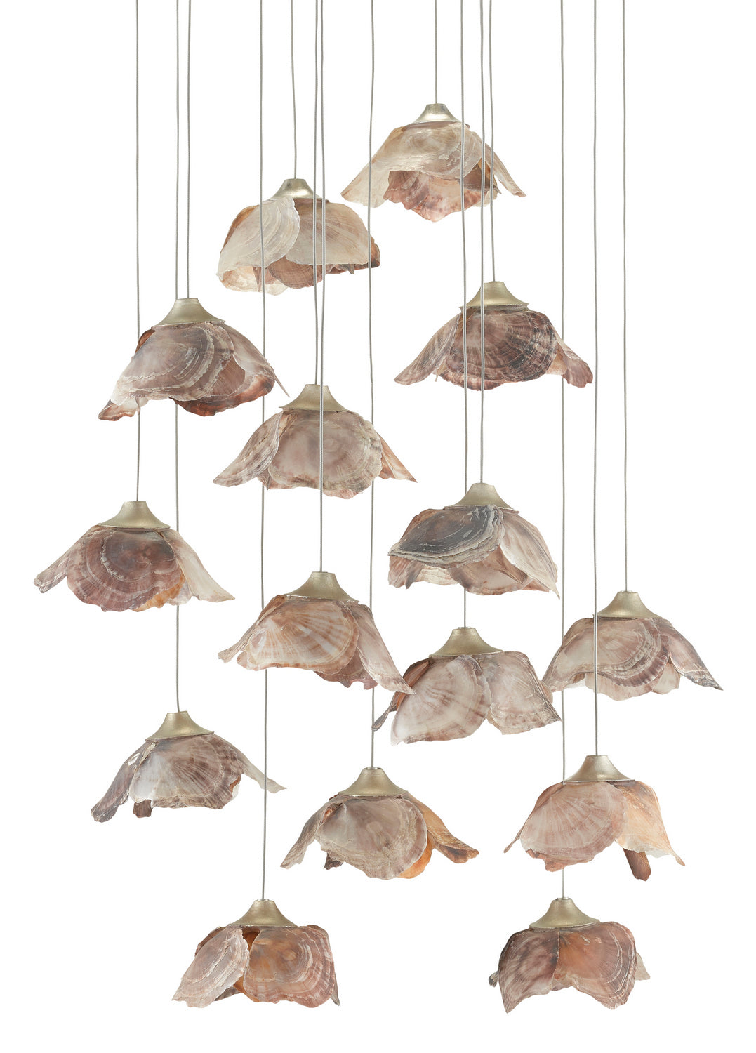 Currey and Company - 9000-0677 - 15 Light Pendant - Catrice Collection - Natural Shell/Contemporary Silver Leaf