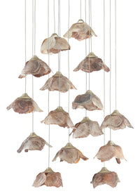 Currey and Company - 9000-0677 - 15 Light Pendant - Catrice Collection - Natural Shell/Contemporary Silver Leaf