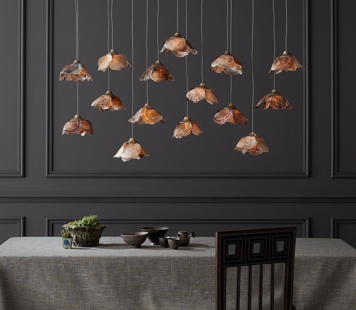 Currey and Company - 9000-0678 - 15 Light Pendant - Catrice Collection - Natural Shell/Contemporary Silver Leaf