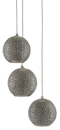 Currey and Company - 9000-0682 - Three Light Pendant - Giro Collection - Blue/Nickel