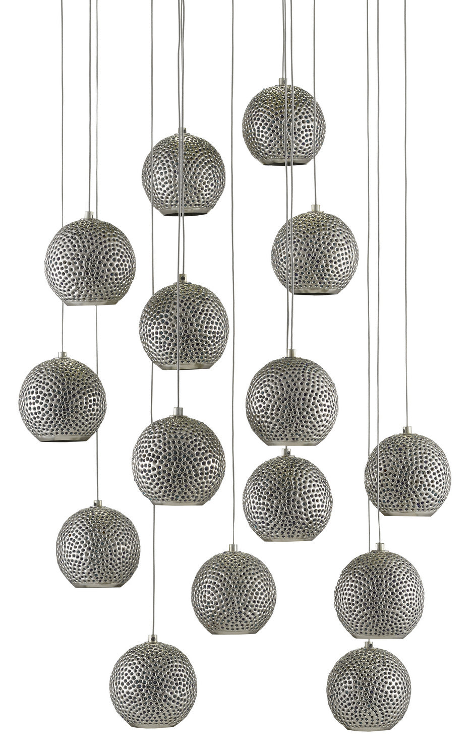 Currey and Company - 9000-0684 - 15 Light Pendant - Giro Collection - Blue/Nickel