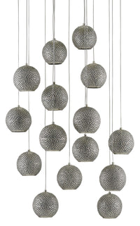 Currey and Company - 9000-0684 - 15 Light Pendant - Giro Collection - Blue/Nickel