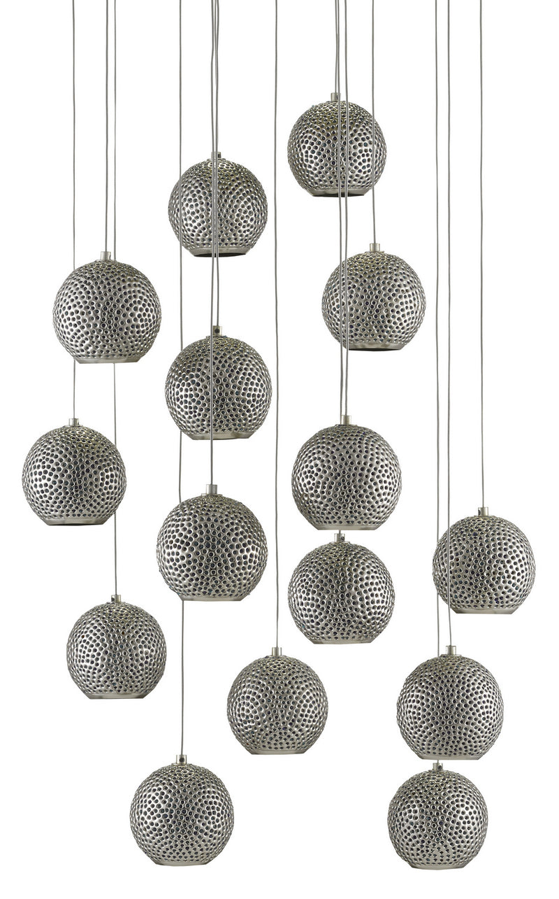 Currey and Company - 9000-0684 - 15 Light Pendant - Giro Collection - Blue/Nickel