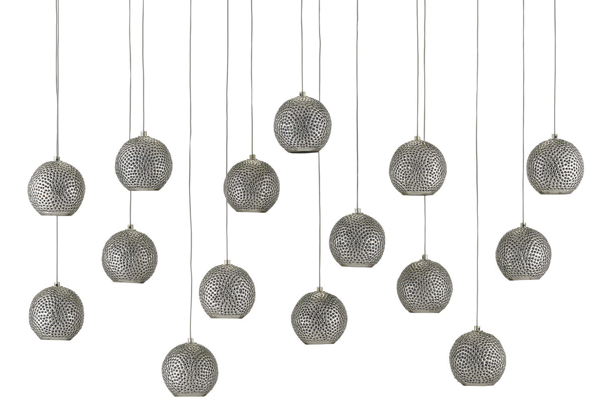Currey and Company - 9000-0685 - 15 Light Pendant - Giro Collection - Blue/Nickel