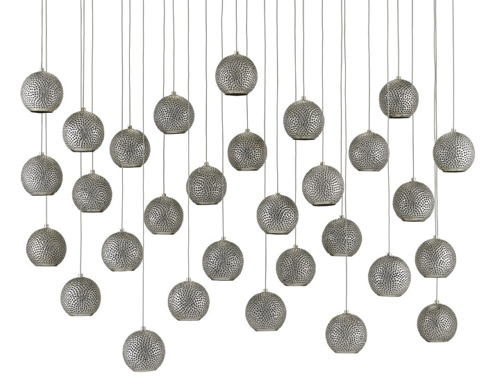 Currey and Company 30 Light Pendant from the Giro collection in Painted Silver/Nickel/Blue finish