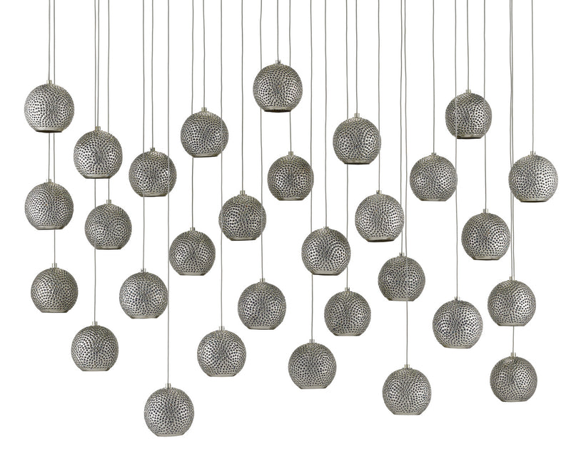 Currey and Company - 9000-0686 - 30 Light Pendant - Giro Collection - Blue/Nickel