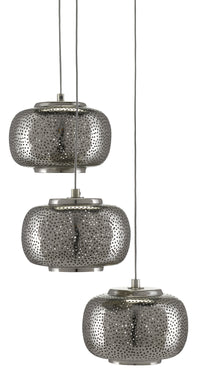 Currey and Company - 9000-0689 - Three Light Pendant - Pepper Collection - Nickel