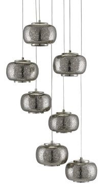 Currey and Company - 9000-0690 - Seven Light Pendant - Pepper Collection - Nickel