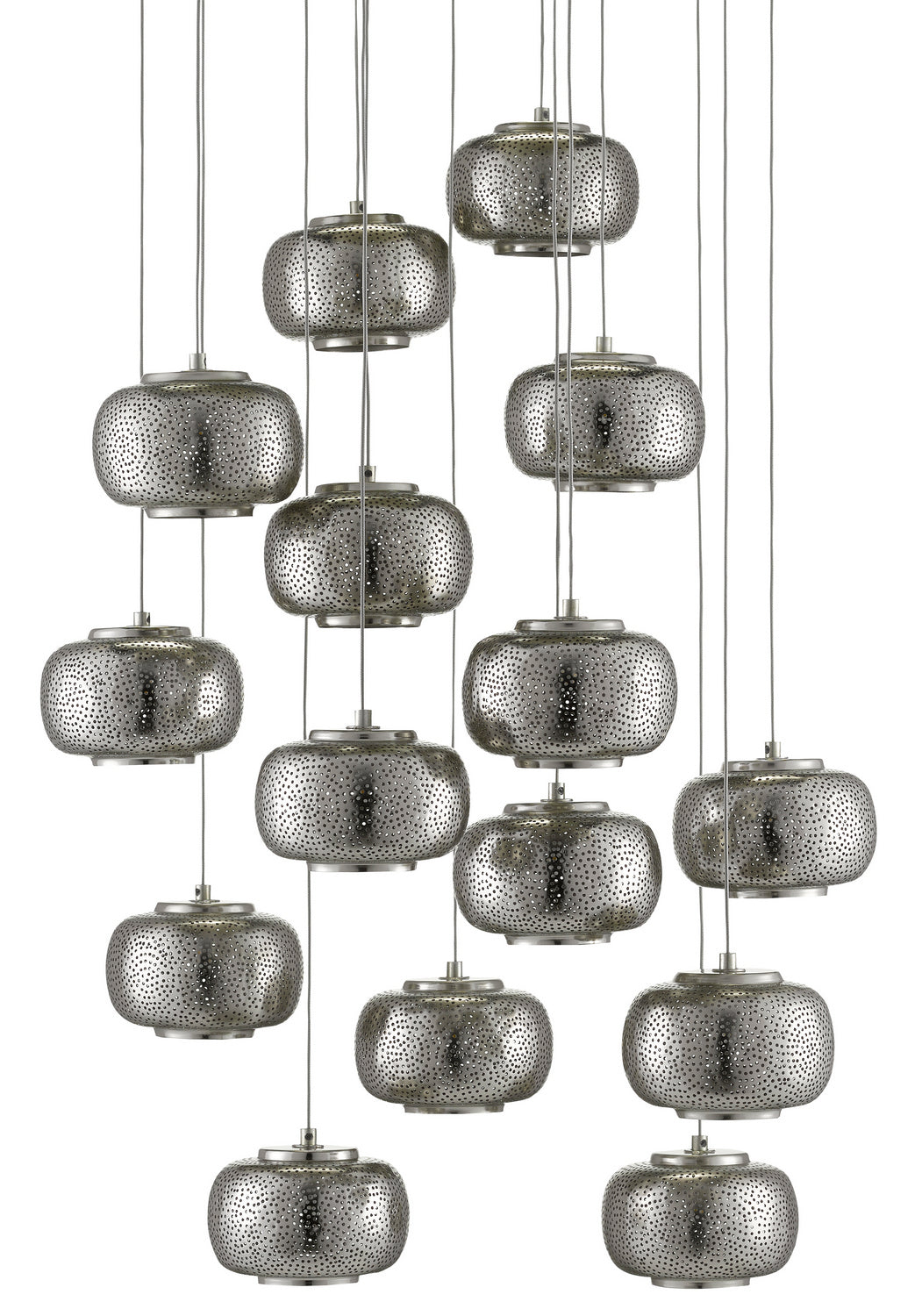 Currey and Company - 9000-0691 - 15 Light Pendant - Pepper Collection - Nickel