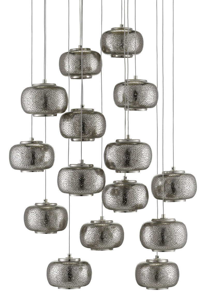 Currey and Company - 9000-0691 - 15 Light Pendant - Pepper Collection - Nickel