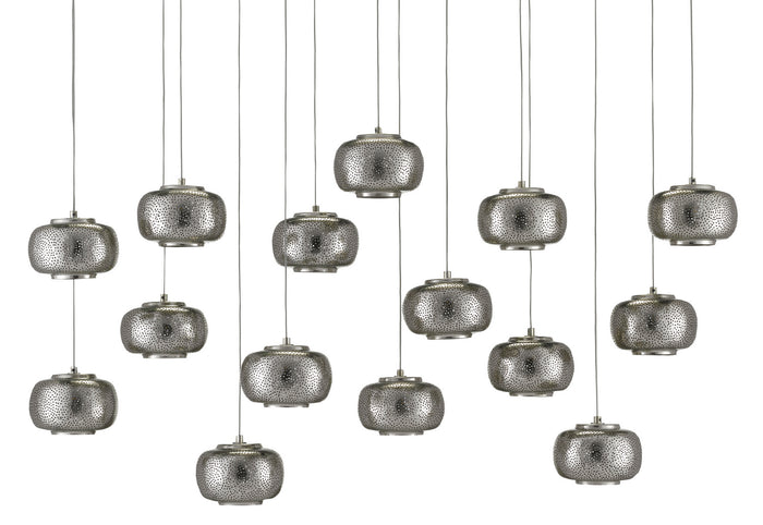 Currey and Company 15 Light Pendant from the Pepper collection in Painted Silver/Nickel finish