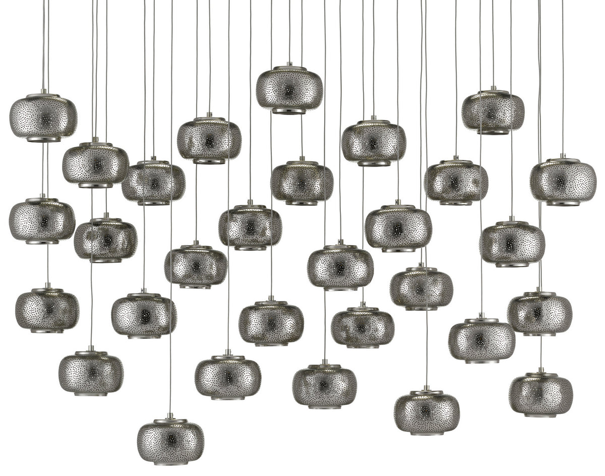 Currey and Company - 9000-0693 - 30 Light Pendant - Pepper Collection - Nickel