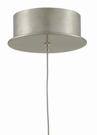 Currey and Company One Light Pendant from the Glace collection in Painted Silver/Antique Brass finish