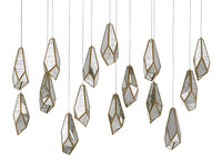 Currey and Company - 9000-0706 - 15 Light Pendant - Glace Collection - Raj Mirror/Antique Brass