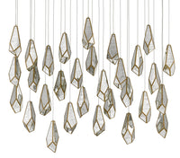 Currey and Company - 9000-0707 - 30 Light Pendant - Glace Collection - Raj Mirror/Antique Brass