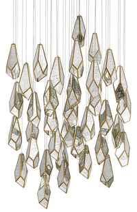 Currey and Company - 9000-0708 - 36 Light Pendant - Glace Collection - Raj Mirror/Antique Brass