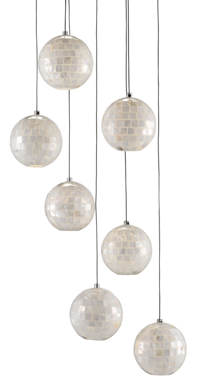 Currey and Company - 9000-0718 - Seven Light Pendant - Finhorn - Natural/Silver