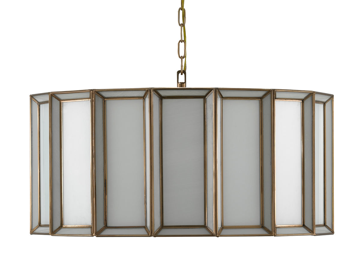 Currey and Company - 9000-0750 - Three Light Pendant - Daze Collection - Antique Brass/White