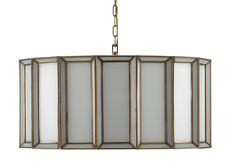 Currey and Company - 9000-0750 - Three Light Pendant - Daze Collection - Antique Brass/White