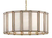Currey and Company - 9000-0750 - Three Light Pendant - Daze Collection - Antique Brass/White