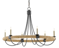 Currey and Company - 9000-0754 - Six Light Chandelier - French Black/Smokewood/Natural Abaca Rope