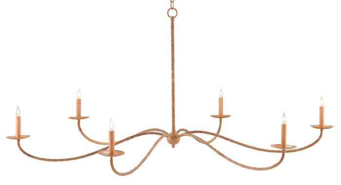 Currey and Company Six Light Chandelier from the Saxon collection in Saddle Tan/Natural finish